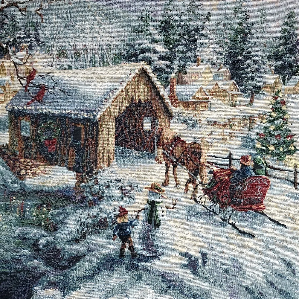 Nicky Boehme Woven Wall Tapestry COVERED BRIDGE Made In USA NWT 26